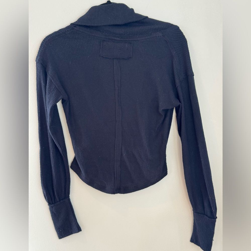 We the Free By Free People Women’s Size XS Hold Me Close‎ Rib Wrap Top Black - Picture 6 of 8